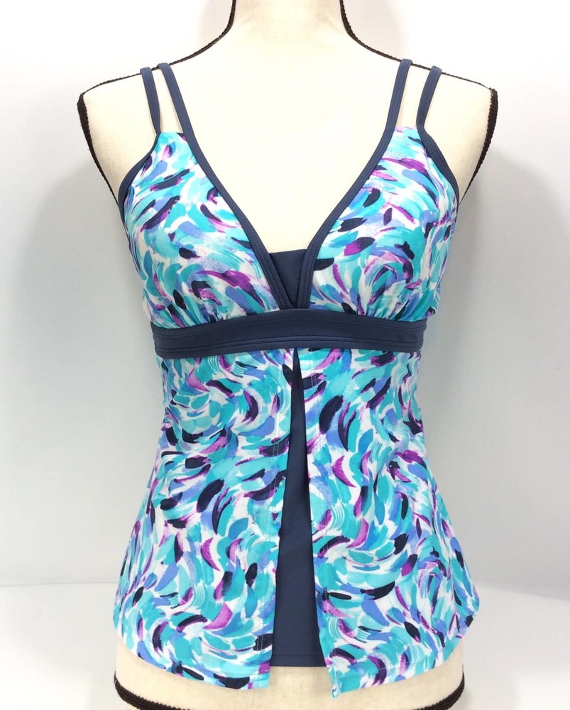 Free Country Tankini Women's Swim Suit Top Gray Purple Size Medium 8/10
